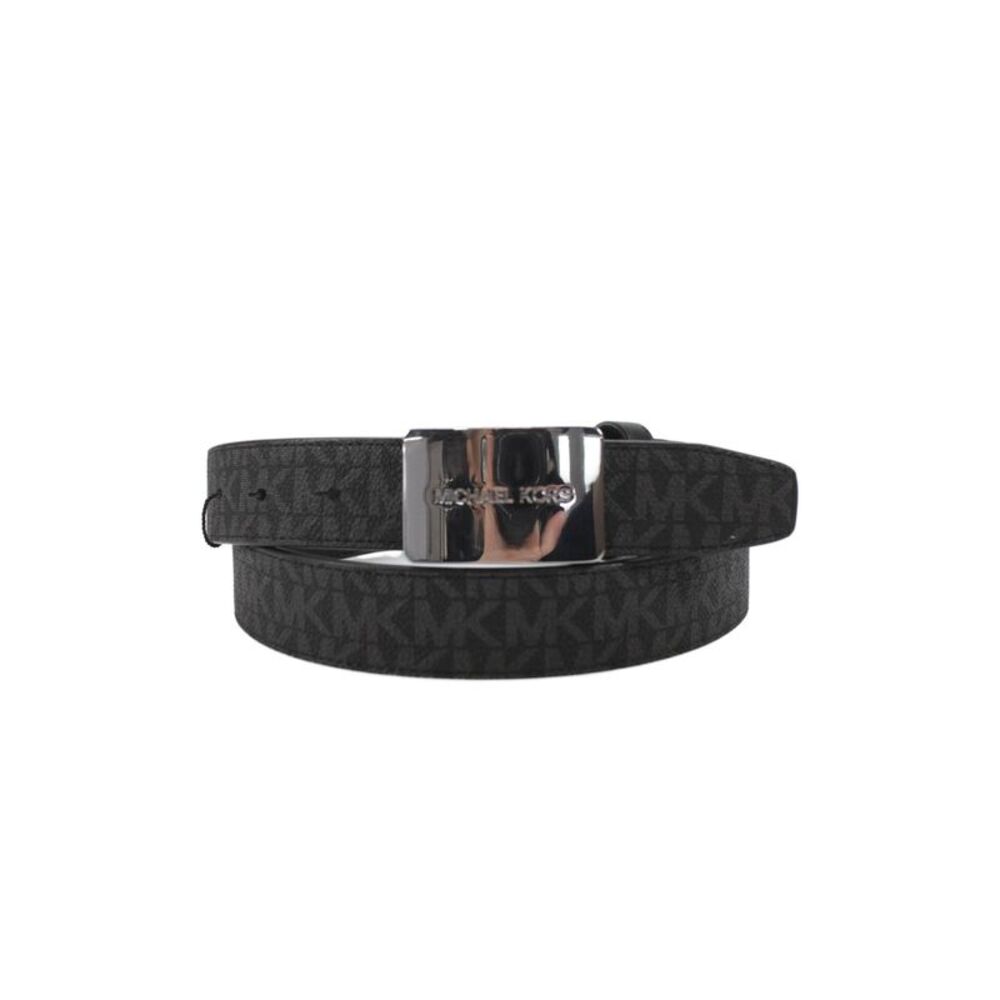 Michael Kors Mens Leather Monogram Reversible Buckle Belt Black Size 36